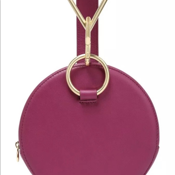 Tara Zadeh Azar Leather Clutch Fuchsia Retail $570 Made In Spain - Picture 2 of 11